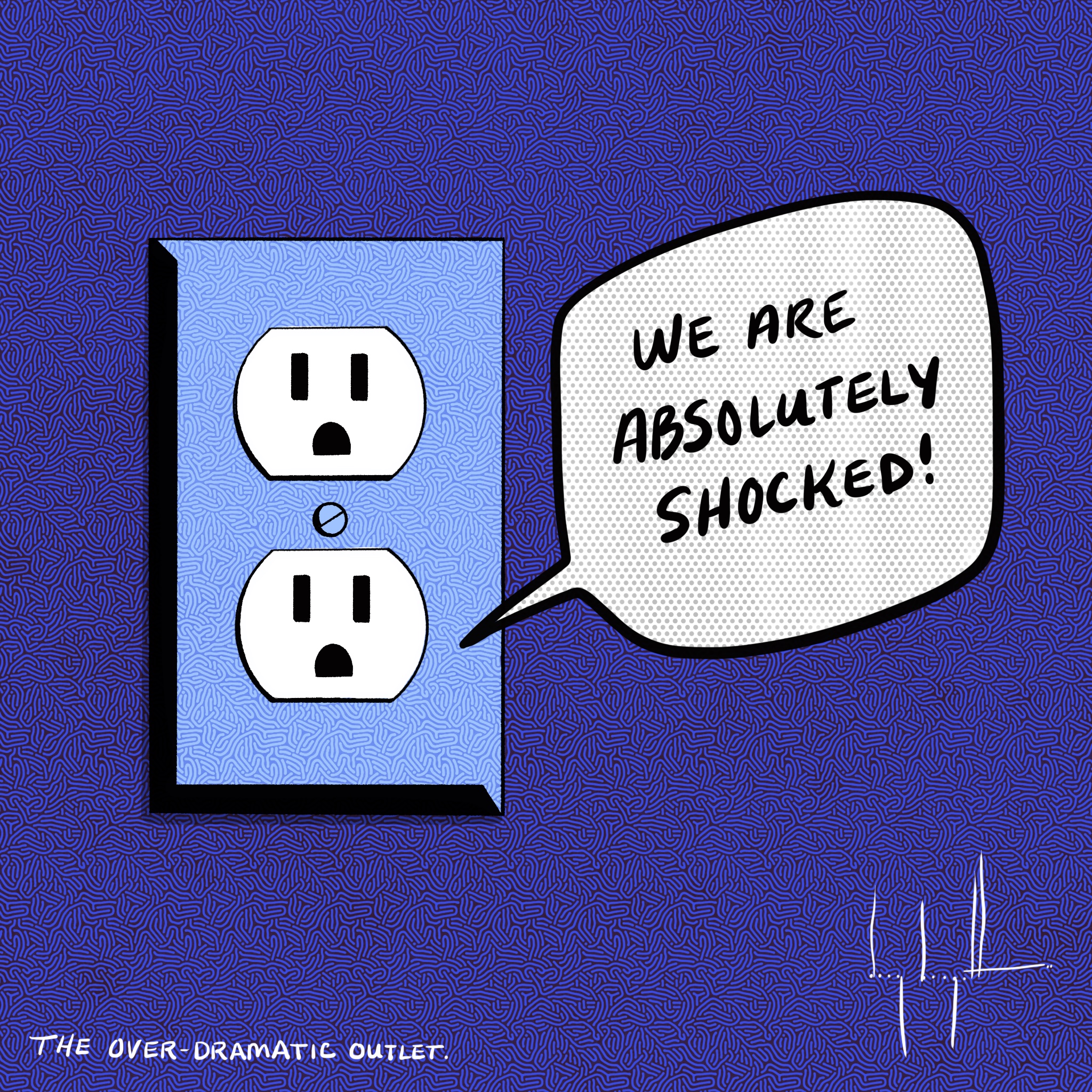 illustration by Doug Burgett titled "The outlet says, We Are Absolutely Shocked"